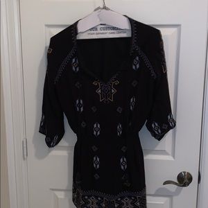 Boho dress with cinched elastic waist